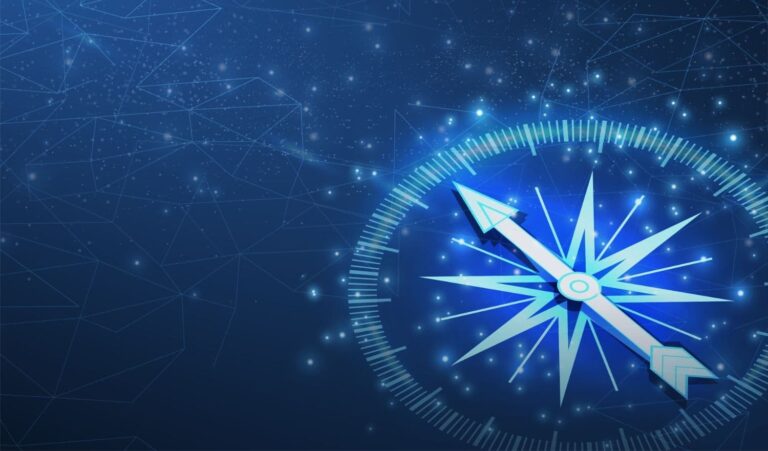 blue digital compass